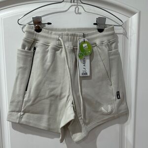 ASRV Cream Athletic Shorts with Relaxed Fit